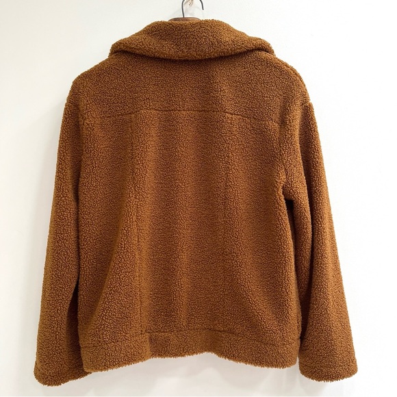 Max Studio Sherpa faux fur teddy jacket brown size medium - Picture 2 of 9
